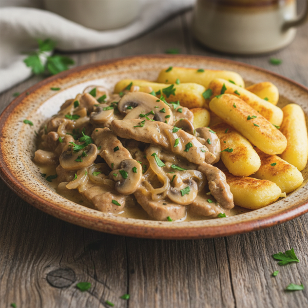 Putengeschnetzeltes mit Schupfnudeln