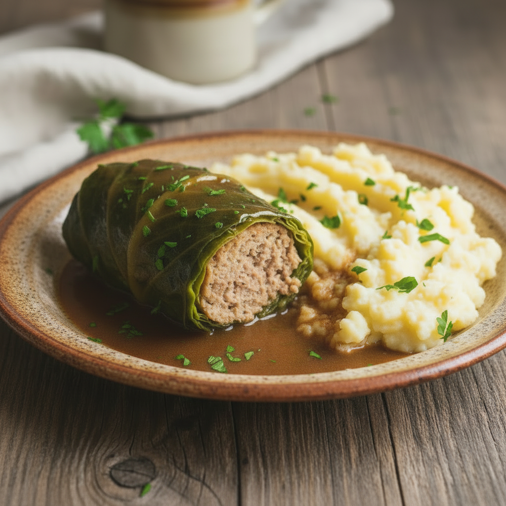 Kohlroulade mit Kartoffelselleriestampf