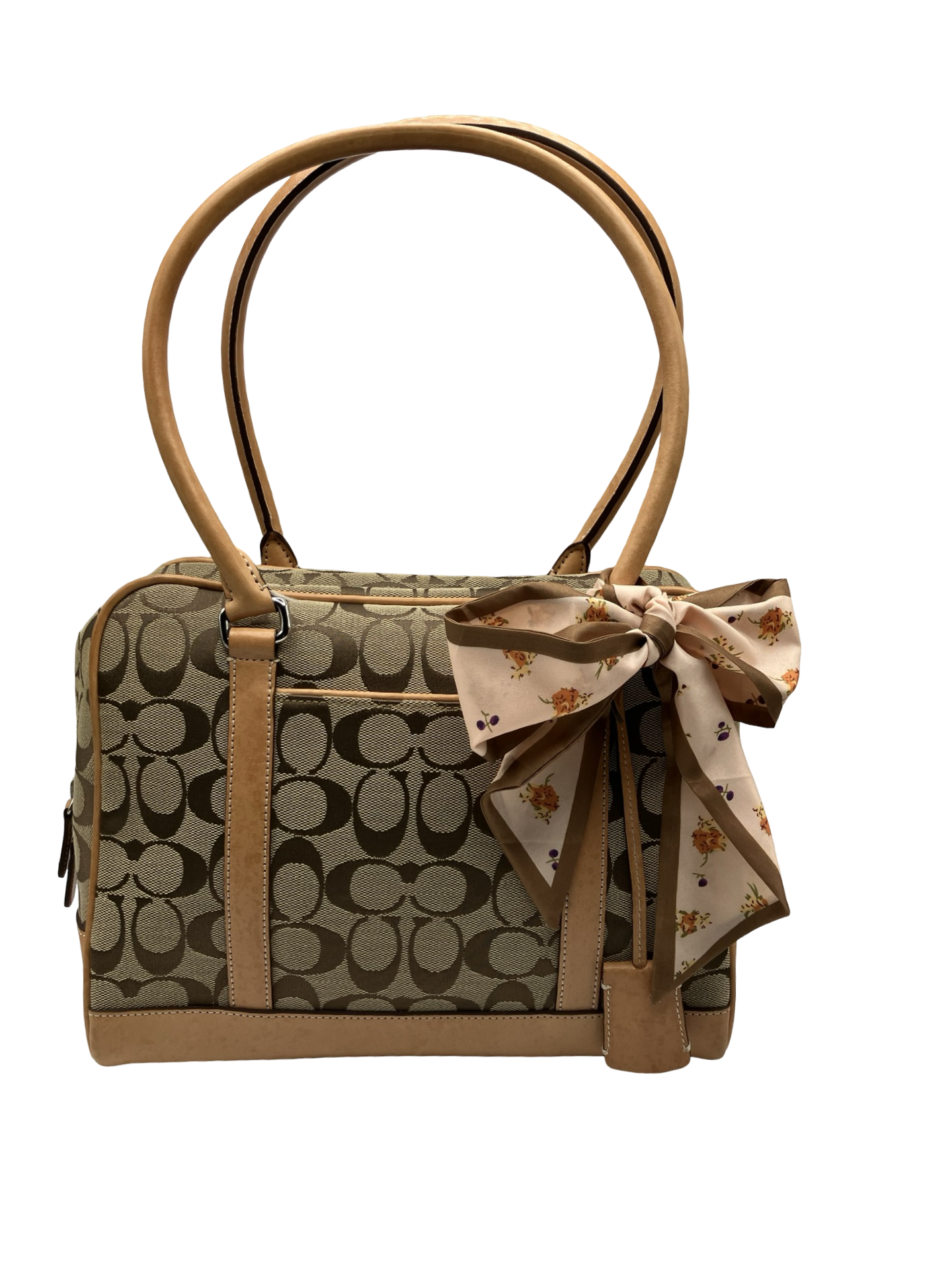 Coach Signature Jacquard Satchel Schulter Tasche braun