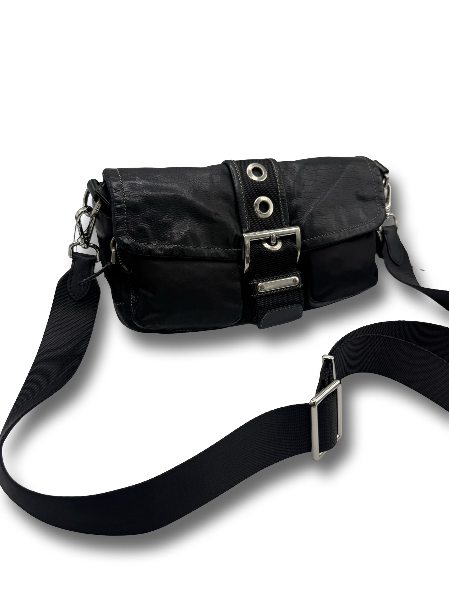 Prada Tessuto Flap Crossbody Tasche schwarz