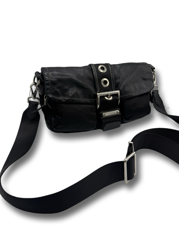 Prada Tessuto Flap Crossbody Tasche schwarz