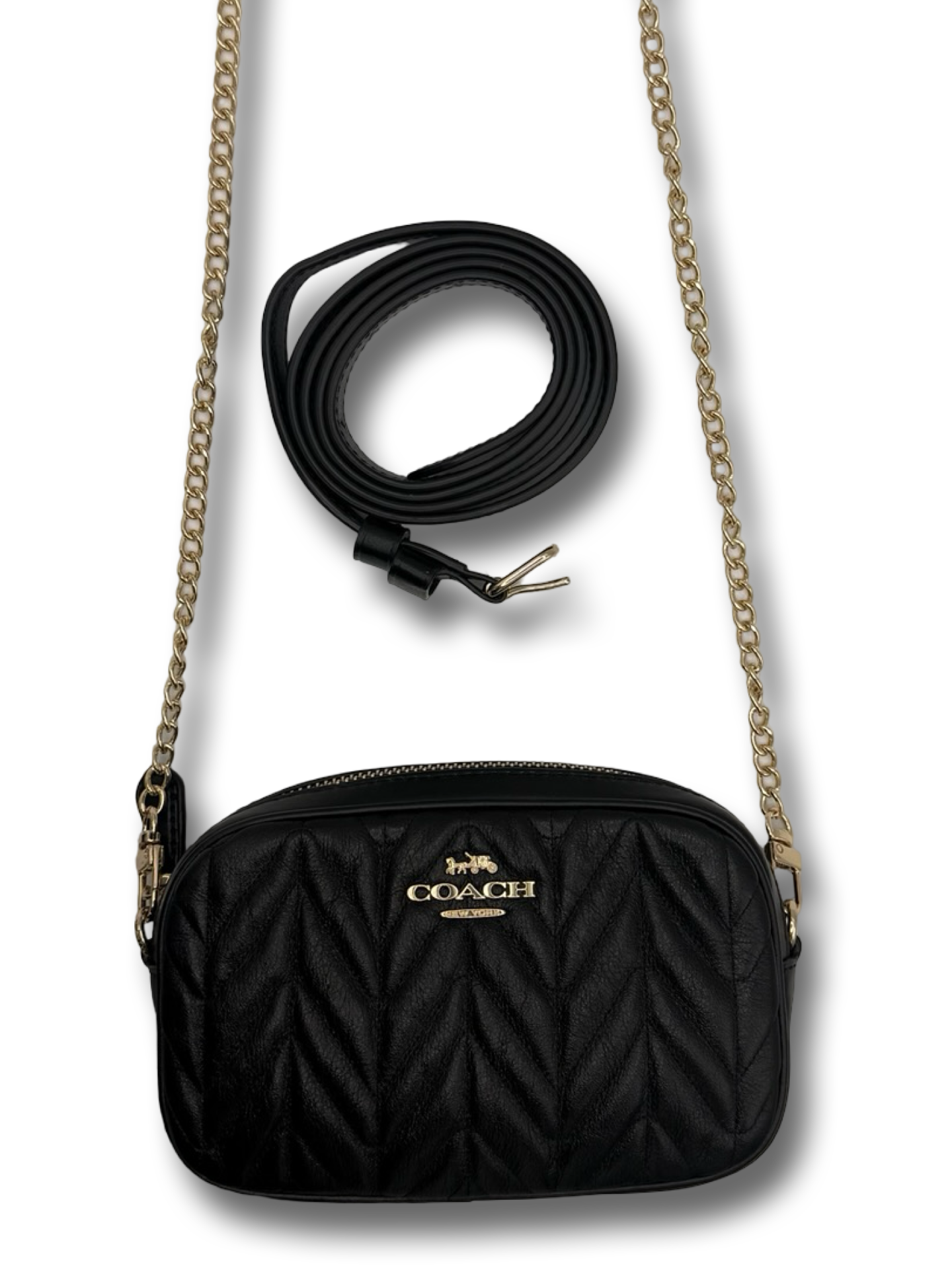 Coach convertible quilted Beltbag Bauchtasche Vollleder Crossbody Tasche schwarz