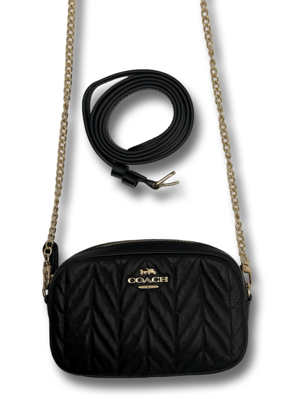 Coach convertible quilted Beltbag Bauchtasche Vollleder Crossbody Tasche schwarz