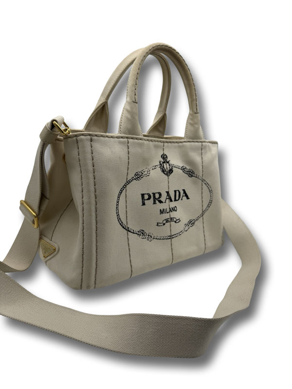 Prada Canapa Tote Bag Crossbody Tasche creme