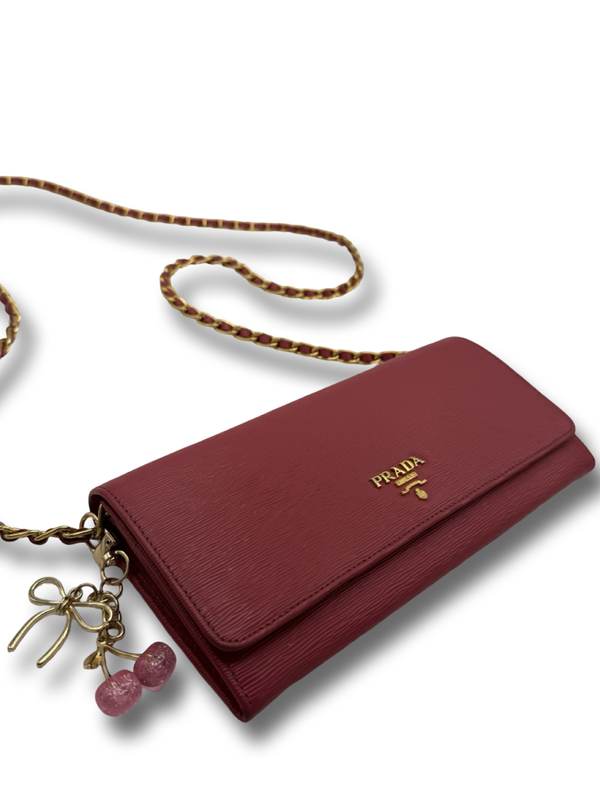 Prada Vitello Move WOC Wallet on Chain Crossbody Tasche pink