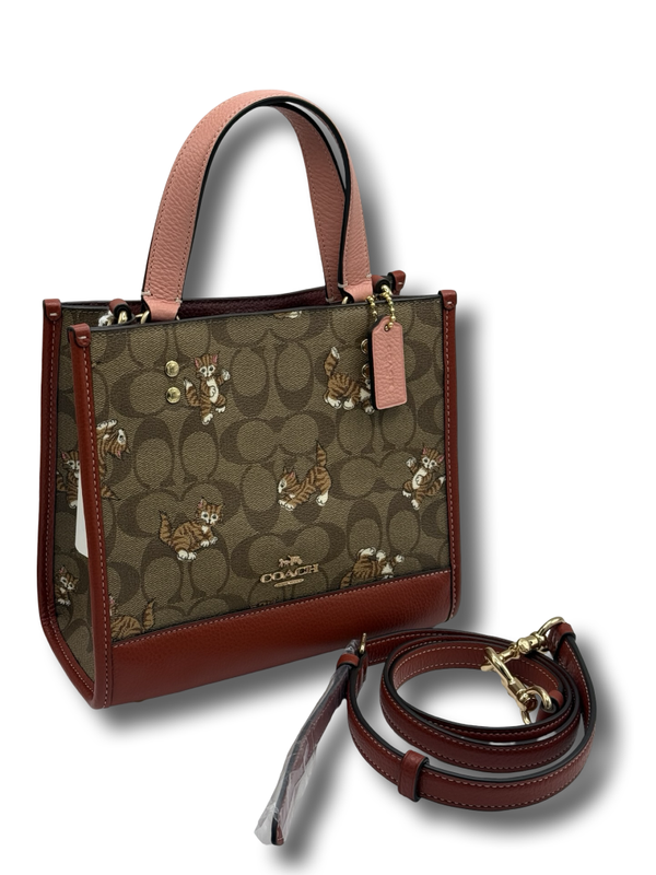 Coach Dempsey 22 Dancing Kitten Crossbody Tasche braun limited NEU