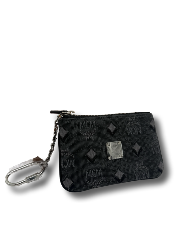 MCM Aren Jacquard Card Pouch Karten Etui Anhänger Schlüssel Mäppchen schwarz NEU