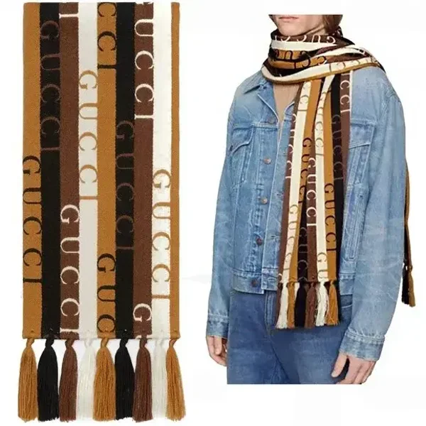 Gucci Multicolor Wool Schal Wolle braun limited