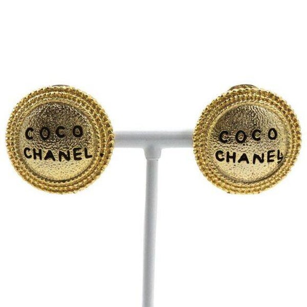 Chanel Coco Button Medallion Ohrringe Schmuck gold Vintage