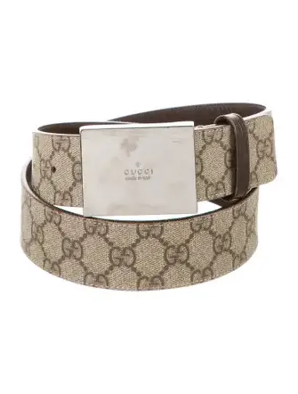 Gucci Signature GG Belt 80 Gürtel braun beige silber