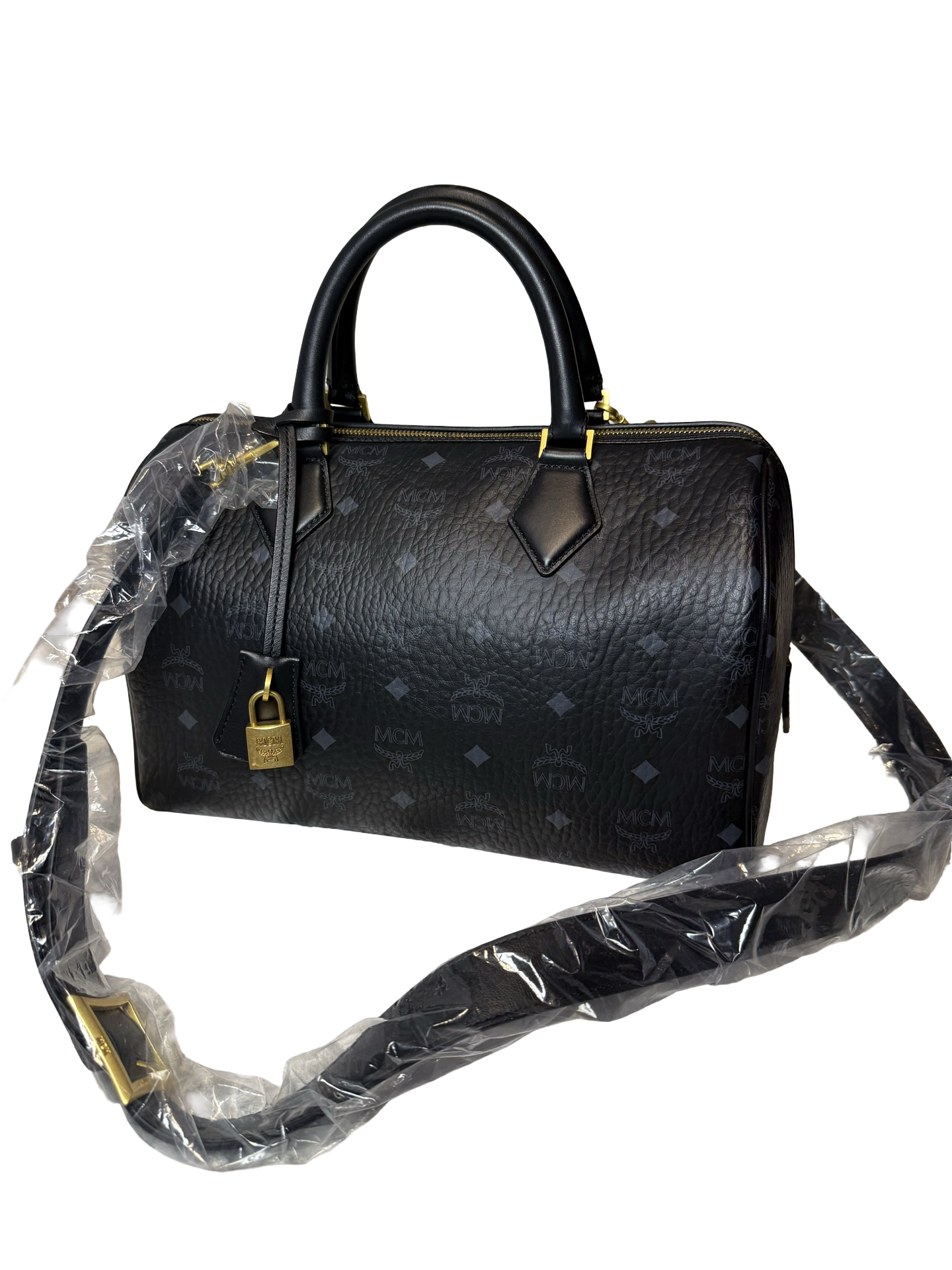 MCM Ella Boston Bag Crossbody Visetos Tasche schwarz