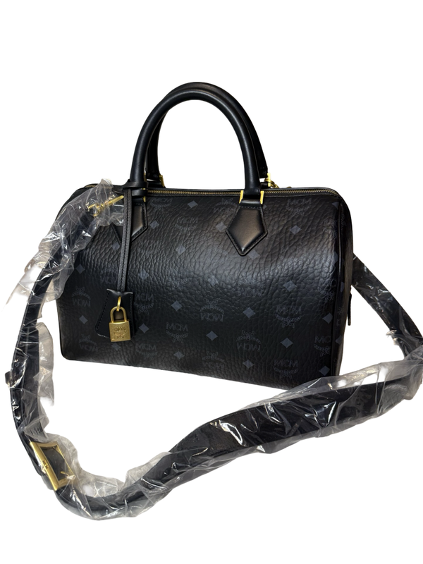 MCM Ella Boston Bag Crossbody Visetos Tasche schwarz