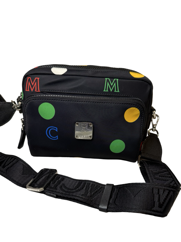 MCM Polka Dot Nylon Crossbody Bag Tasche schwarz limited