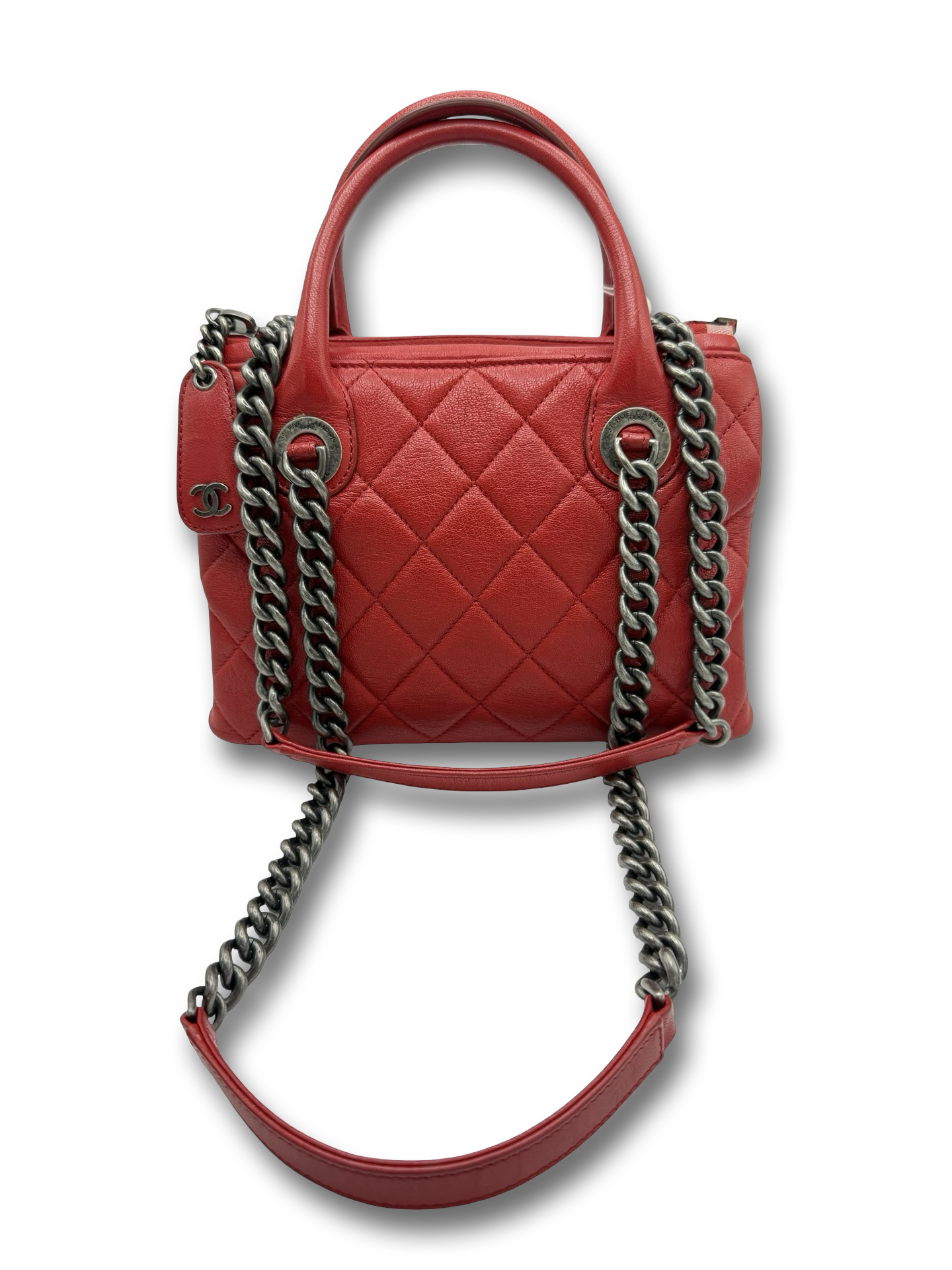 Chanel Boy Chained Tote Schulter Tasche rot