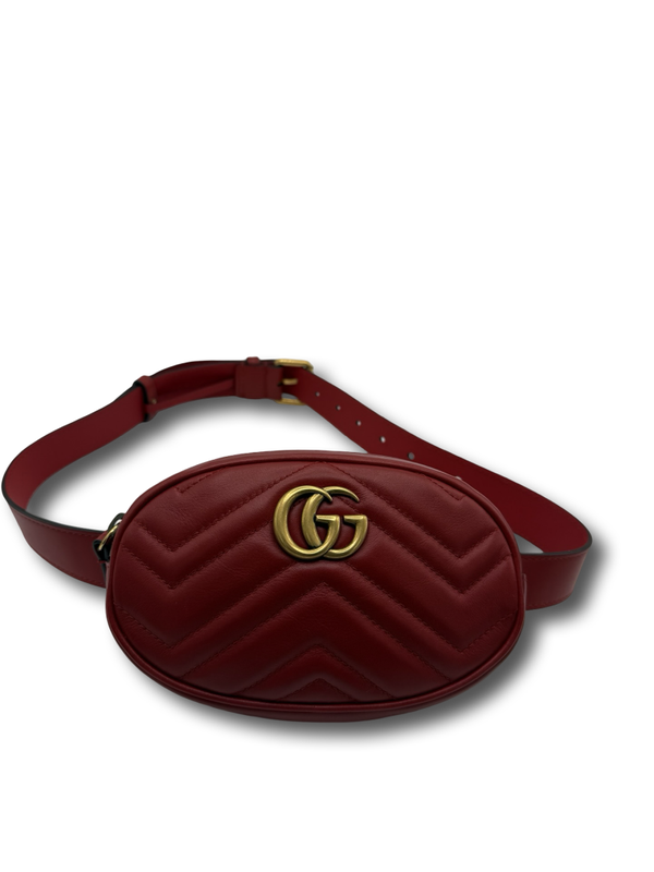 Gucci Marmont Beltbag Bauchtasche Vollleder Tasche rot