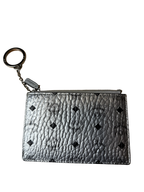 MCM metallic Visetos Key Pouch Wallet Portemonnaie Geldtasche Etui Schlüsselanhänger silber limited