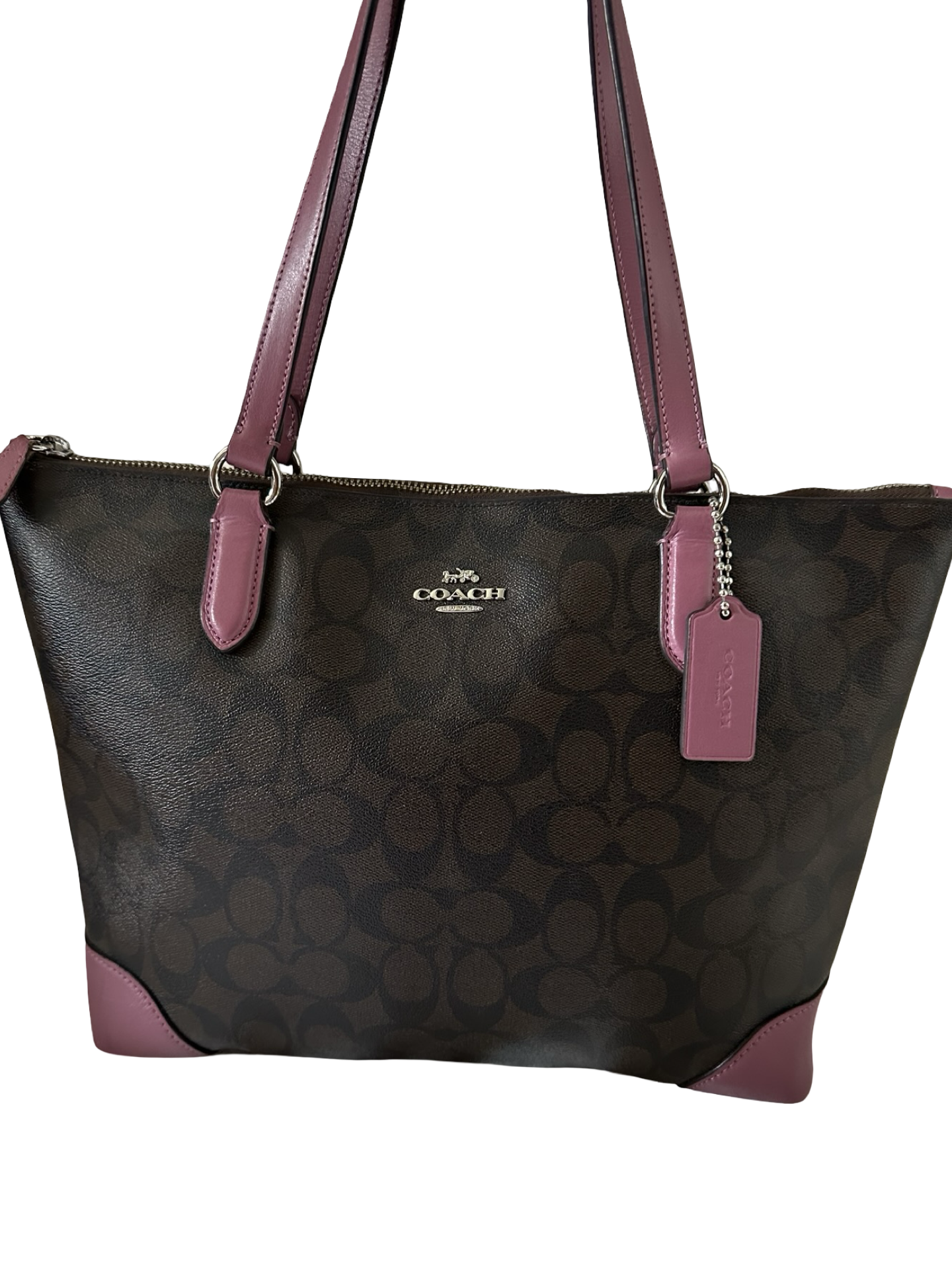 Coach Zip Tote Shopper Bag Signature Tasche braun
