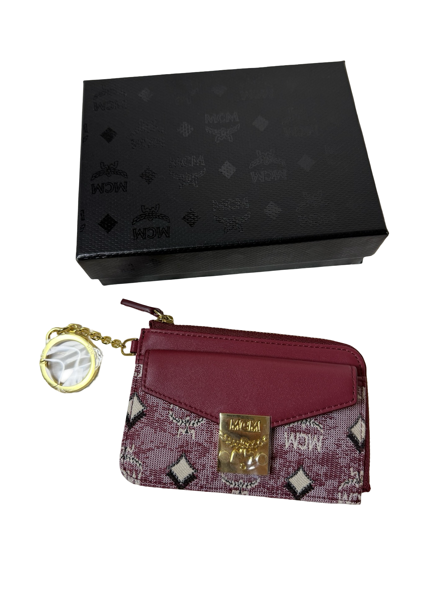 MCM Tracy Mini Cardcase Jacquard Zip Wallet Anhänger Portemonnaie Geldtasche limited NEU