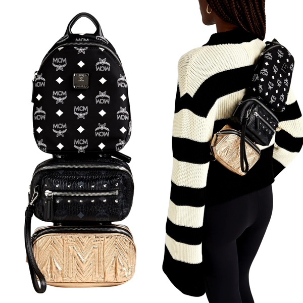 MCM Trey Mixed Media Triple-Pouch Convertible Sling bag Rucksack 3in1 Crossbody Bag Tasche limited