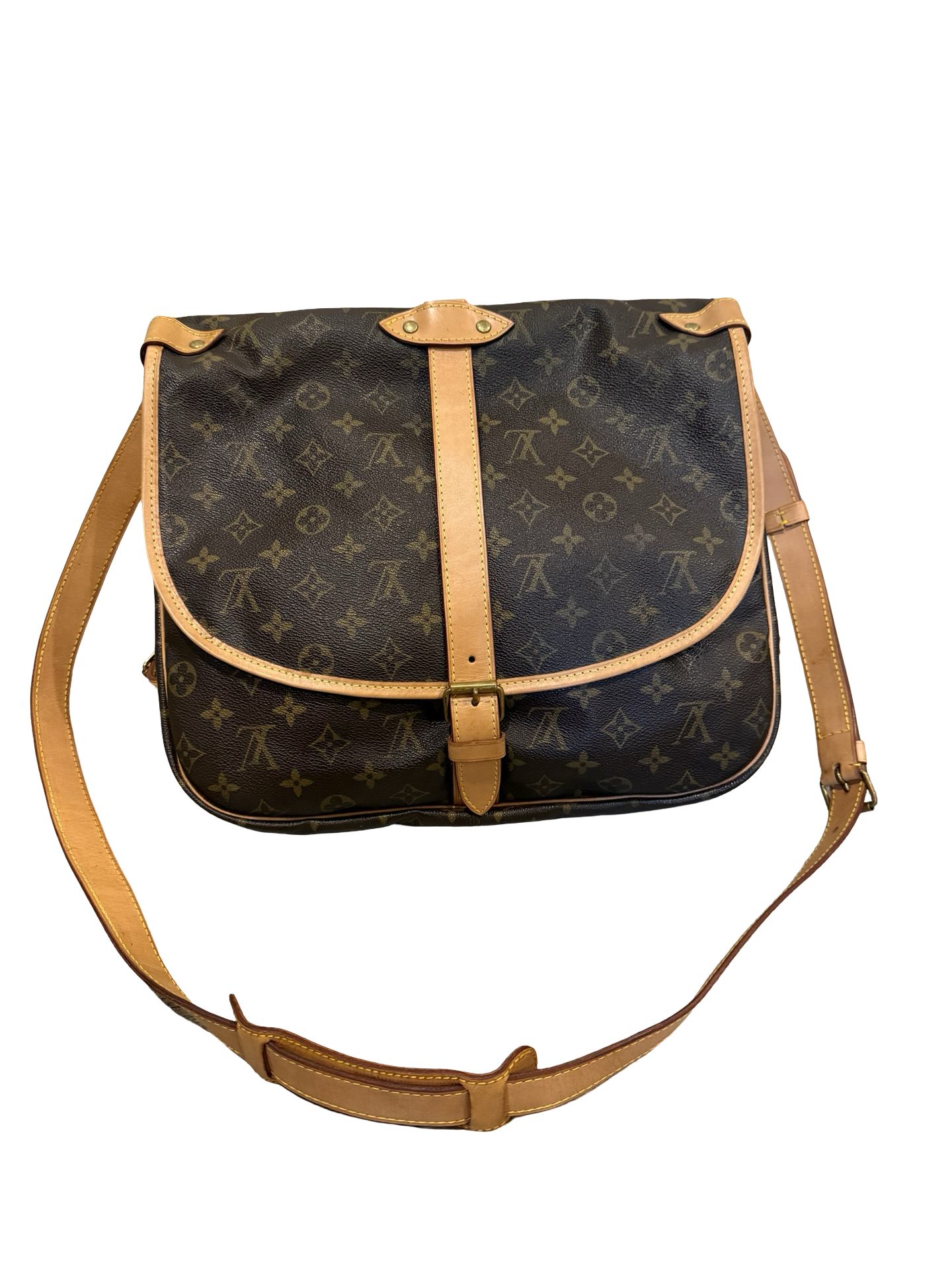 Louis Vuitton Saumur 35 Saddle Bag Crossbody Tasche Monogram braun Vintage