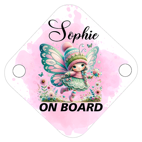 Autobordje … on board / Fairy in bloemenperkje