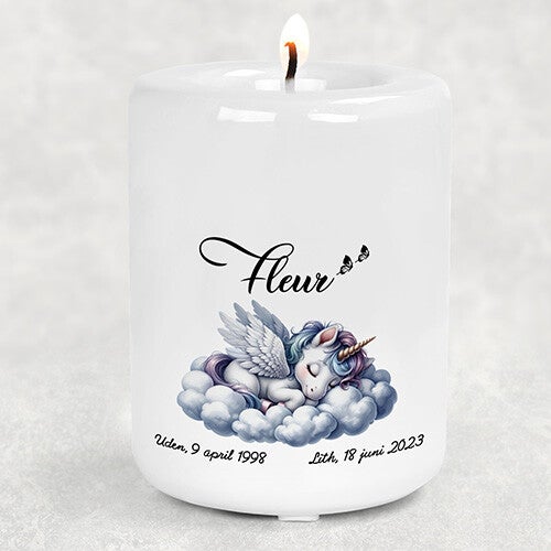 Waxine houder Groot - Unicorn slaapt op een wolk