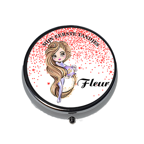 Metalen tandendoosje / aquarius girl met bruin haar