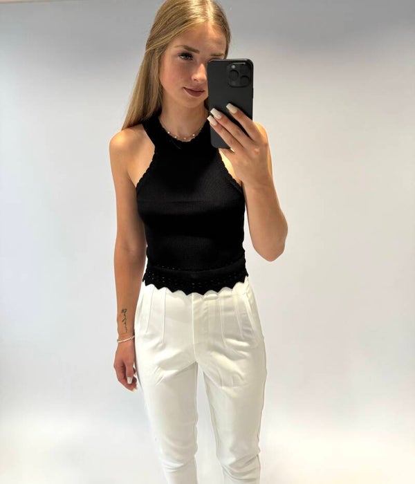 Schwarzes Neckholder Top