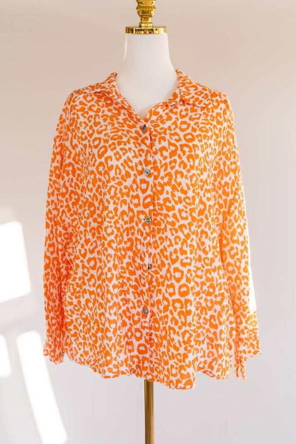 MUSSELIN BLUSE SHORT LEO - ORANGE