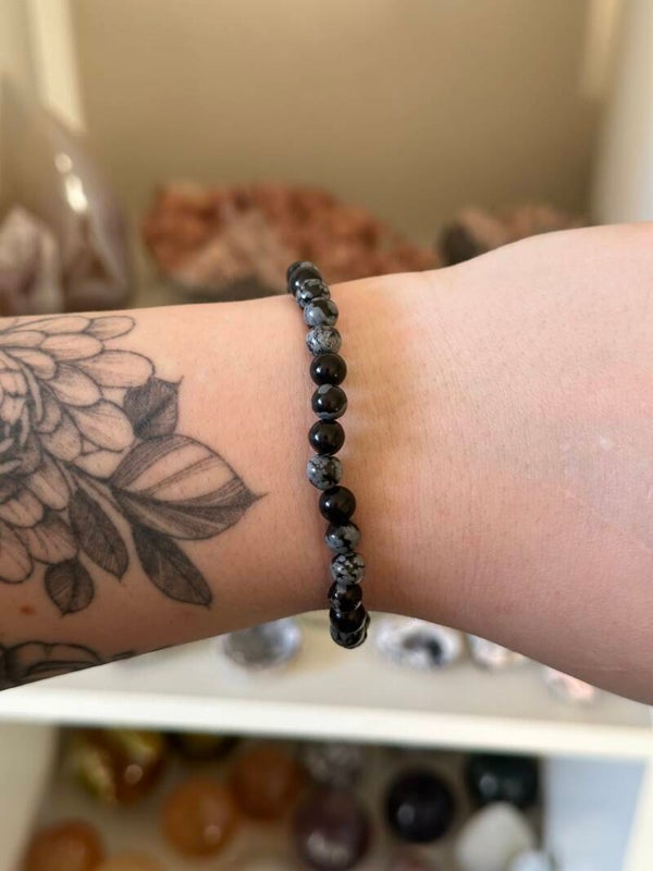 Sneeuwvlok Obsidiaan Armband