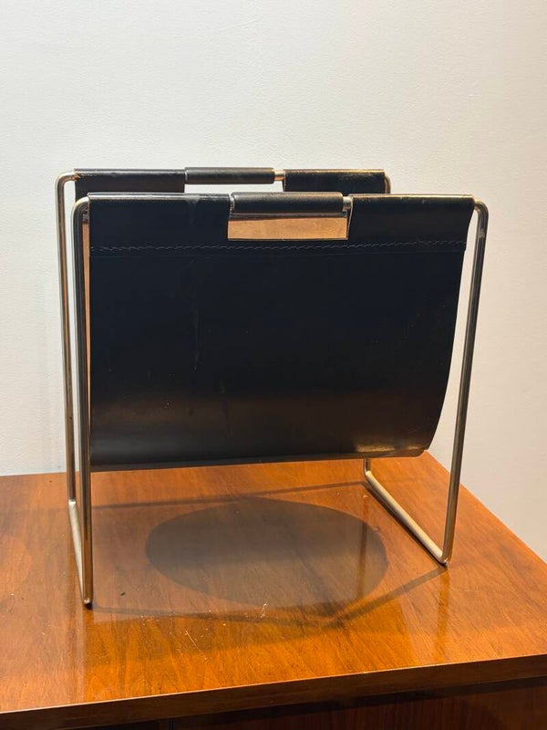 Vintage Bauhaus-Stijl Lectuurbak Chroom & Zwart – 35 cm