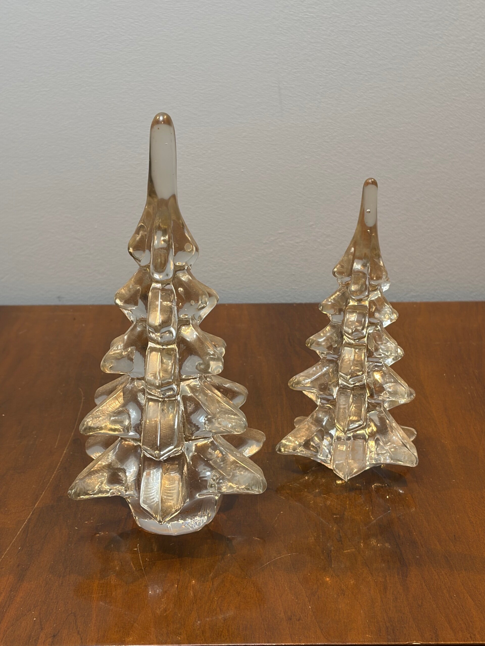 Luxe Glazen Kerstbomen Champagne - Set van 2 (22 cm & 17 cm)