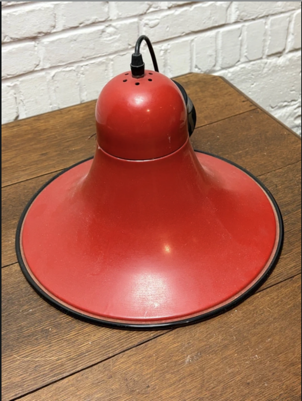 Vintage Space Age Trompet Hanglamp – Knalrood met Zwarte Bies (Jaren '70)