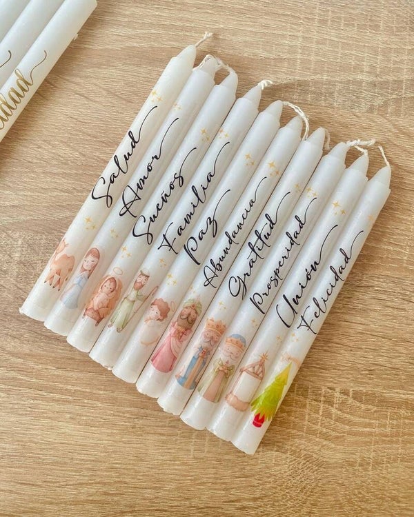 Personalized Christmas Candle – Random Holiday Design | Custom Name in Festive Style | Christmas Gift Candle + Wish List