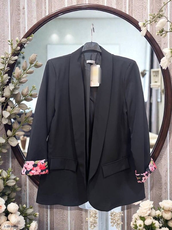 VESTE BLAZER NOIR FLEURIE T1
