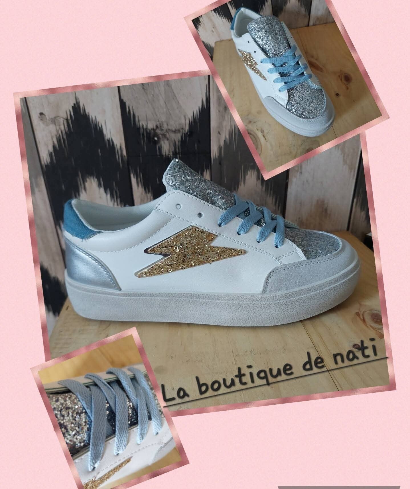 BASKET ECLAIR BLEU CIEL DORE