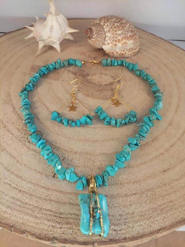 Parure en Pierres Naturelles de Turquoise