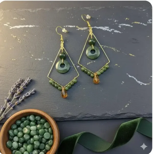 Boucles d'Oreilles Jade & Briolette