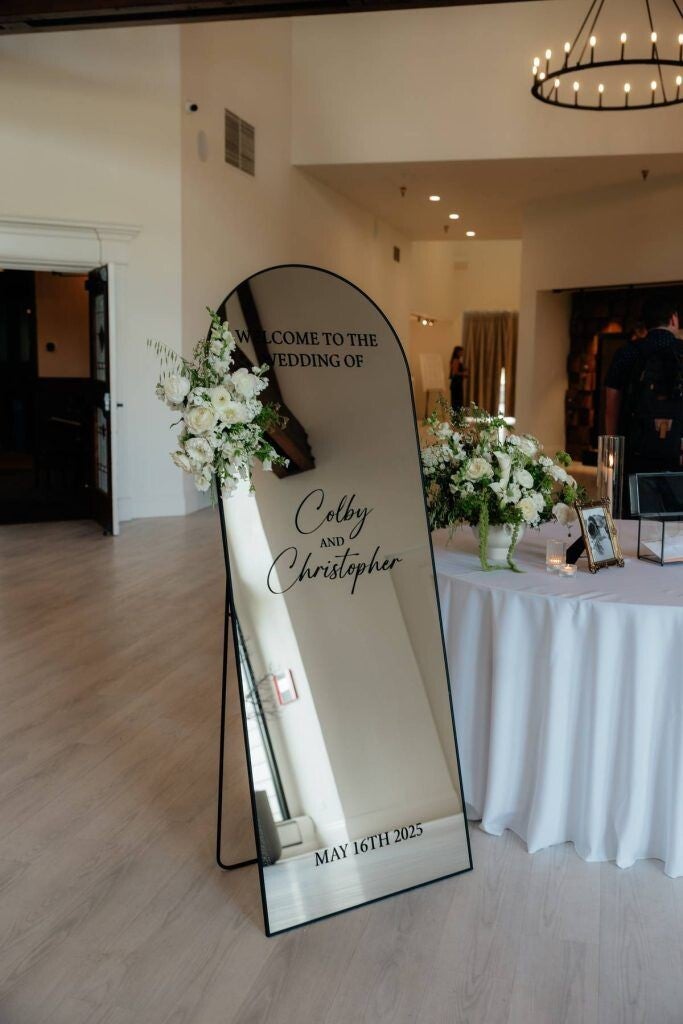 Spiegel welkomstbord zwart