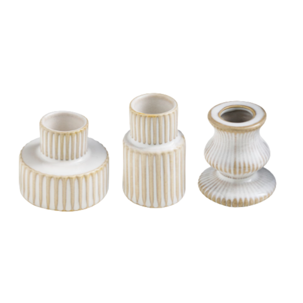 Set kaarsenhouders beige 6 stuks