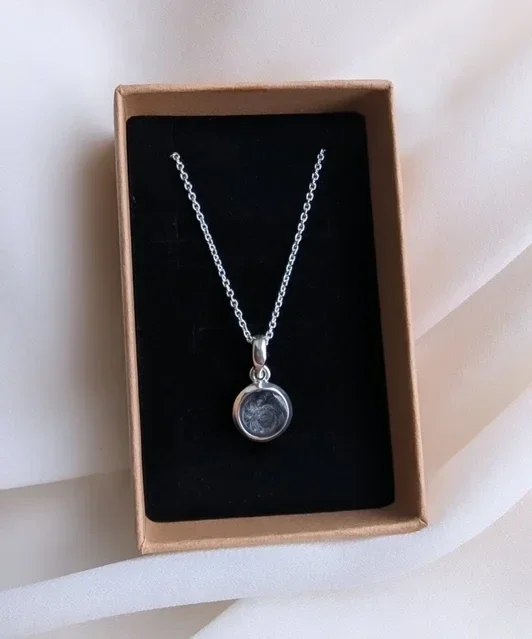 Cremation Ashes 'Orb' Drop Necklace - Sterling Silver