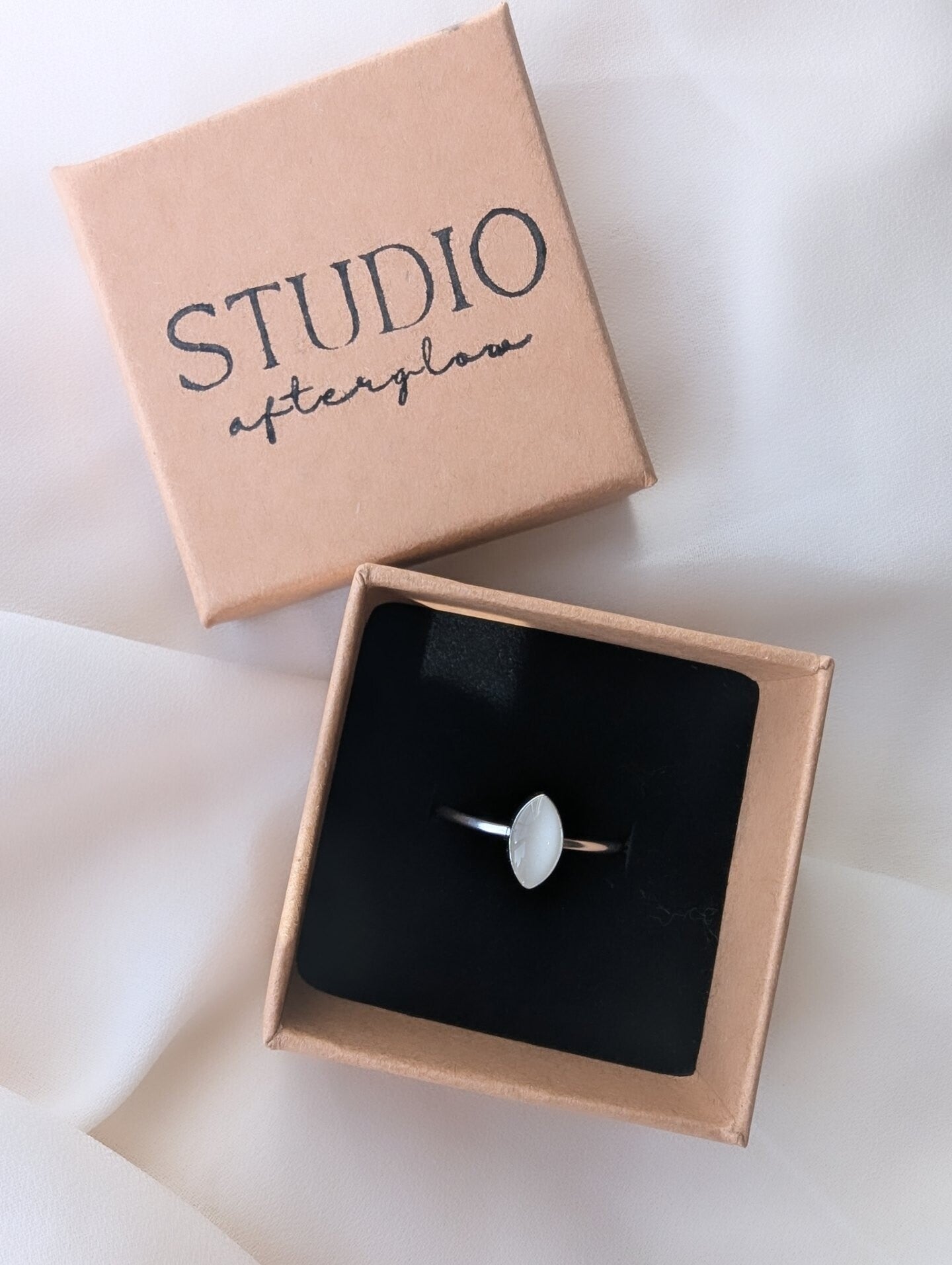 Cremation Ashes Marquise Ring - Sterling Silver