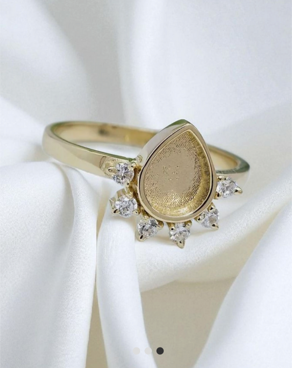 Breast Milk Drop Arc Ring 9ct Solid Gold