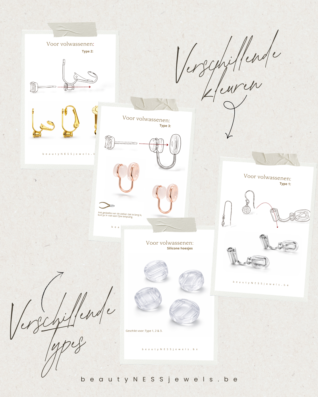 Opzetstukjes voor volwassenen zonder oorbelgaatjes.