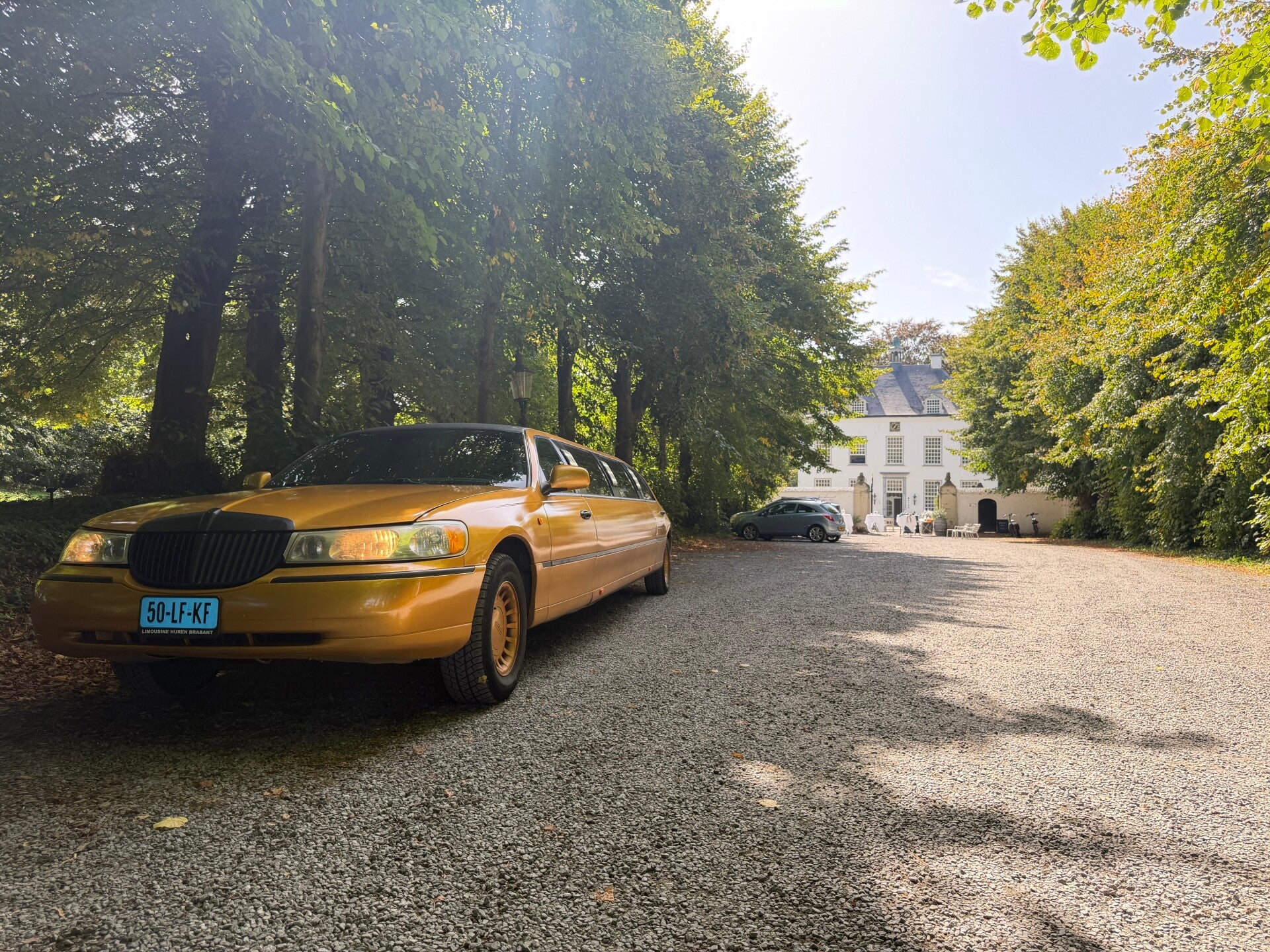 luxe gouden limousine in Kaatsheuvel