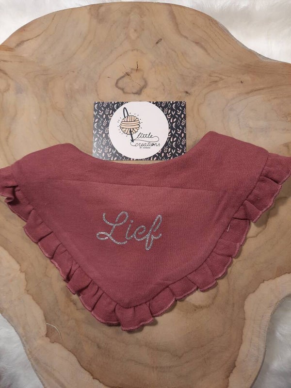 slabber driehoek lief  donker roze/glitter