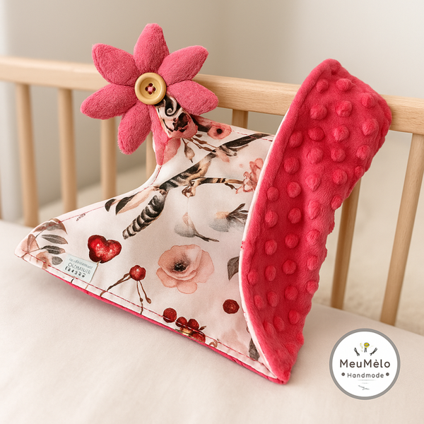 Doudou plat Fleur - attrape rêves rouge