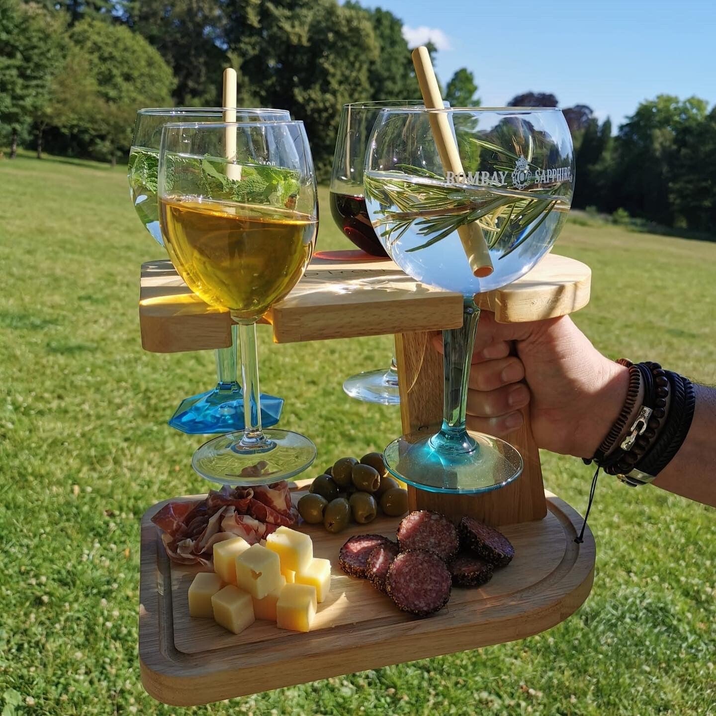 Planche à verres Gin, vin, Champagne