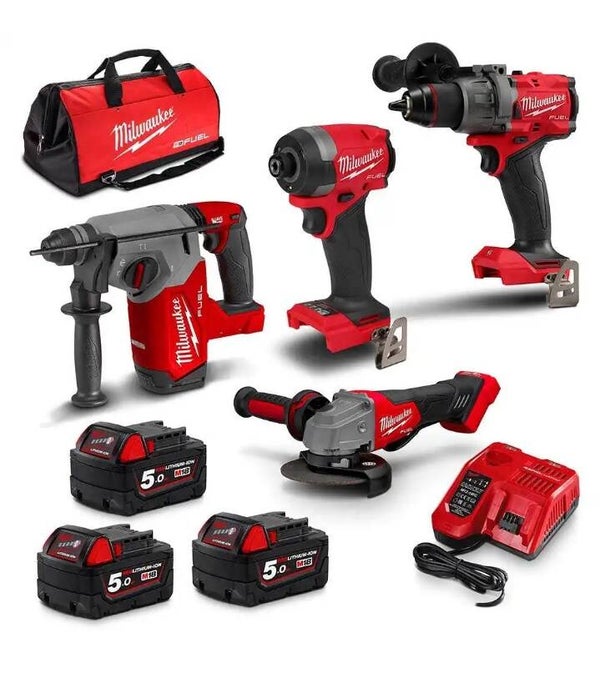 MILWAUKEE 18V FUEL 4 Piece 3 x 5.0Ah Combo Kit Power Pack M18FPP4A3503B