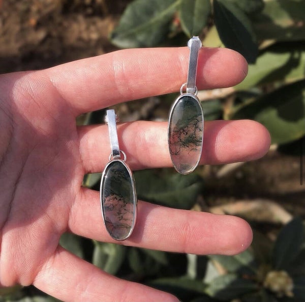 Moss agate earrings
